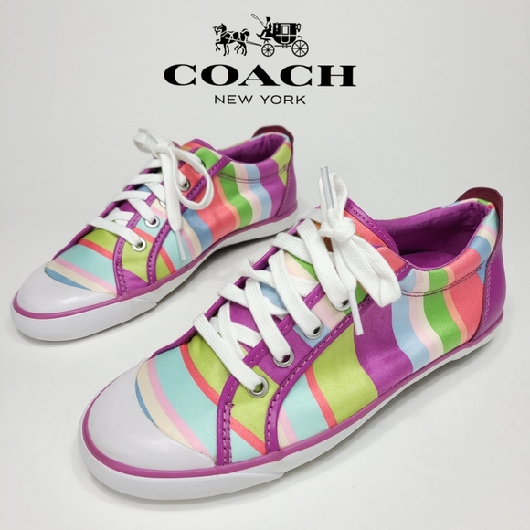Coach Shoes - Coach Barrett Stripe Hamptons Sneakers Rainbow 8